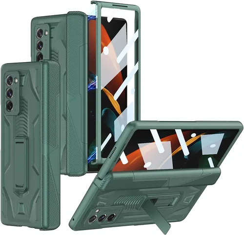Vista 11 de Miimall Funda para Galaxy Z Fold 2 con protección de bisagra, protector de pantalla de alta transparencia, protector de bisagra magnético, soporte