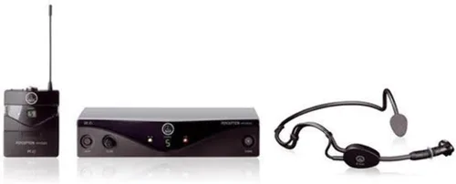 Vista 3 de AKG Sistema de micrófono inalámbrico Pro Audio Perception con receptor estacionario SR45, transmisor de bolsillo PT45 y micrófono para la cabeza
