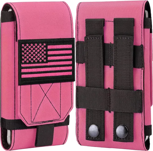 Vista 18 de Funda Táctica Molle para Teléfono, Funda de Cinturón con Asa de Bucle Resistente con Parche de Bandera para iPhone 17 Pro Max/Air/17 Pro/17/16 Pro