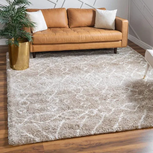 Vista 33 de Unique Loom Rabat Shag Collection - Alfombra geométrica (2 pies x 4 pies 1 pulgada, marfil puro/gris)
