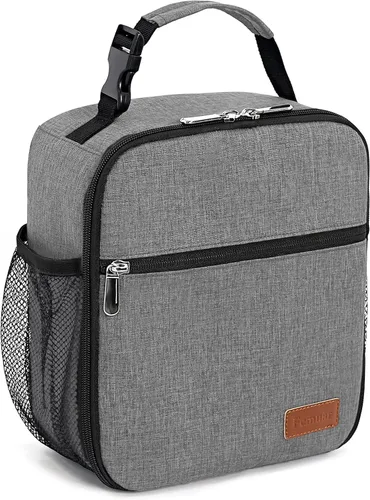 Vista 18 de Femuar Bolsa de almuerzo para hombres, mujeres y adultos, pequeña para oficina, trabajo, picnic, bolsa de almuerzo portátil reutilizable, color negro