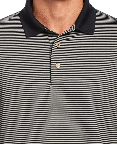 Vista 3 de Cubavera Polo otomano de manga corta con capas y textura de rayas para hombre