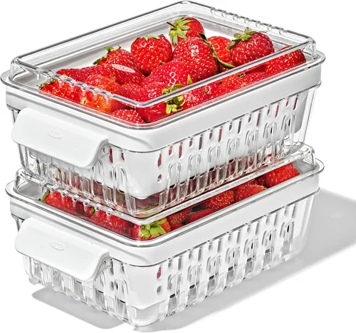 Vista 11 de OXO Good Grips Produce Saver - Contenedor mediano, 13.8 x 7.4 x 4.7 pulgadas, blanco