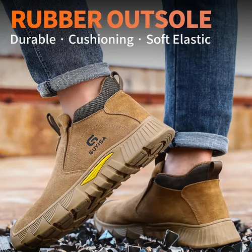 Vista 5 de Welding Boots for Men Slip On Work Boots for Men Fireproof Steel Toe Boots Men's Steel Toe Shoes Indestructible Safety Toe Shoes Construction Boots