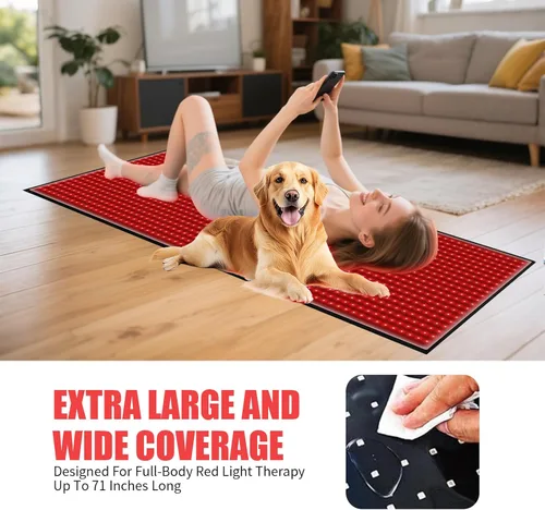 Vista 2 de Alfombrilla de terapia de luz roja para aliviar el dolor corporal, manta de terapia de luz roja 1280 LED rojo cercano infrarrojo 660 nm 850 nm