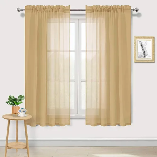 Vista 35 de DWCN Cortinas Transparentes Aqua de Voile Semitransparente con Bolsillo para Barra para Dormitorio y Sala de Estar, 36 x 36 pulgadas de Largo, Juego