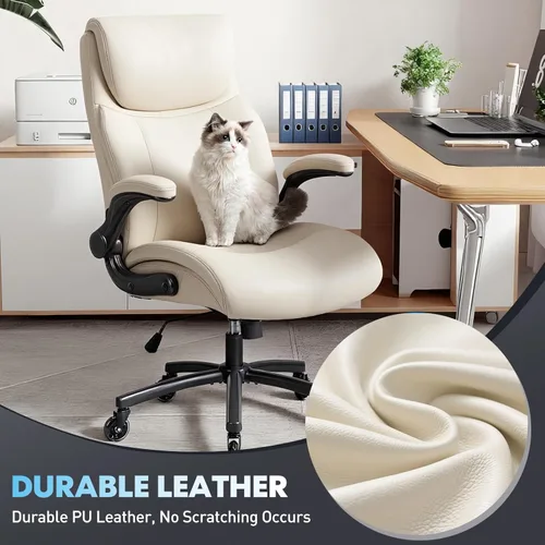 Vista 7 de MALOL Sillas ergonómicas de oficina ejecutivas de respaldo alto, silla de computadora resistente con soporte lumbar, brazos abatibles y tapicería