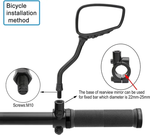 Vista 3 de TOPCABIN 1 Par de Espejo de Bicicleta, Espejo Retrovisor de Bicicleta de Gran Vista Blindsight Multiángulo Ajustable, Espejo de Bicicleta Billet