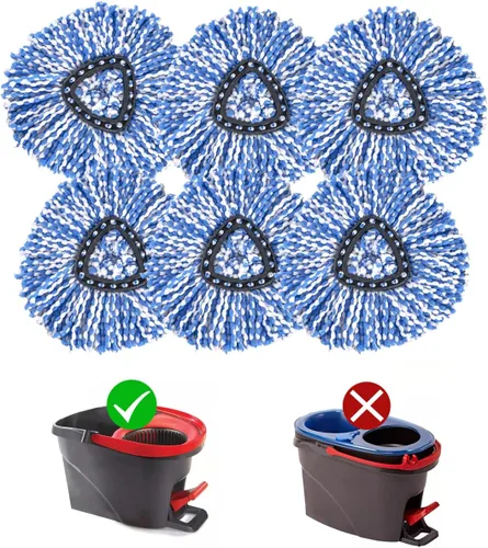 Vista 8 de Matthew Cleaning - Juego de 3 cabezales de repuesto de microfibra azul compatible con EasyWring Spin Mop Reemplazar la cabeza EasyWring de alta