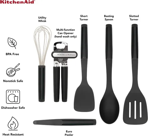 Vista 3 de KitchenAid Juego universal de herramientas y artilugios, 6 piezas, negro