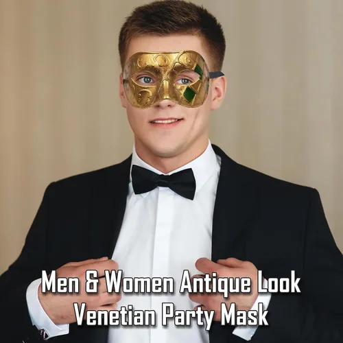 Vista 3 de Máscara de mascarada para hombre, máscara de aspecto antiguo para Halloween, fiesta veneciana, fiesta de máscaras, Mardi Gras y baile de graduación
