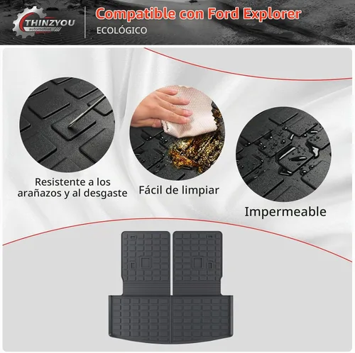 Vista 4 de Cargo Mat with 3rd Row Backrest Mat for 2020-2026 Ford Explorer