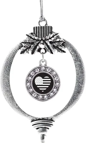 Vista 139 de Inspired Silver - Adorno con dije de cara de carlino - Adornos navideños de círculo de plata con joyas de circonita cúbica