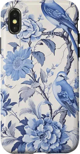 Vista 5 de Chinoiserie Floral Toile Blue and White Case for iPhone 16