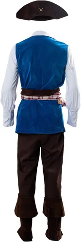 Vista 3 de Disfraz de pirata de Halloween para hombre, disfraz de pirata Swashbuckler, disfraz de bucanero