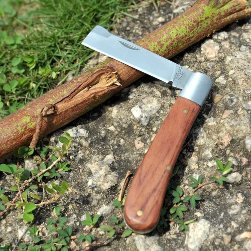 Vista 7 de Cuchillo de poda e injerto, herramienta de brotes de jardín de acero inoxidable, herramienta de corte múltiple de bolsillo plegable para deshierbar