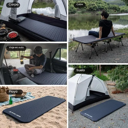 Vista 8 de ONETIGRIS Colchón de catre de camping Nightfall, cómoda almohadilla de dormir autoinflable para cuna, ligera, antideslizante, desinflación rápida