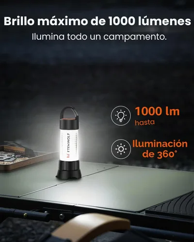 Vista 3 de ETENWOLF Linterna de campamento ultra brillante, mini linterna LED de 1000 lúmenes, linterna recargable de 5000 mAh con 6 modos, luz portátil