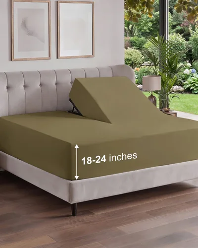 Vista 163 de Sábana bajera ajustable extra profunda Twin XL – Sábana bajera individual de lujo de hotel solamente – Se adapta fácilmente a colchones de 18 a 24