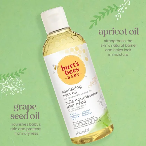 Vista 2 de Burt's Bees Aceite nutritivo para bebés, cuidado de la piel 100% de origen natural, botella de 5 onzas