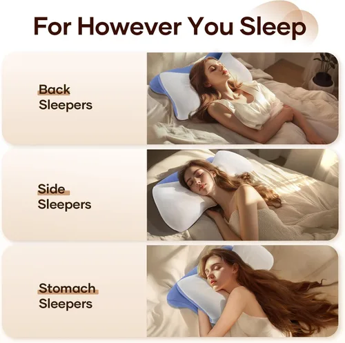 Vista 4 de isuke Almohada cervical cervical para dormir, almohada de espuma viscoelástica de contorno, almohada ergonómica de enfriamiento para dormir de lado