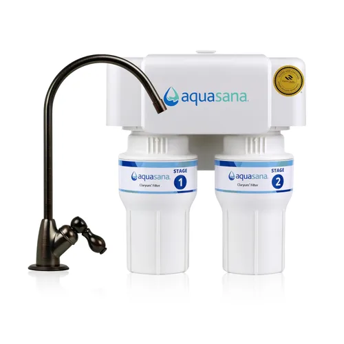 Vista 10 de Aquasana Filtro de agua para debajo del fregadero Filtración de 2 etapas Reduce hasta un 99.99% de PFAS, plomo, cloro, quistes y más Filtro