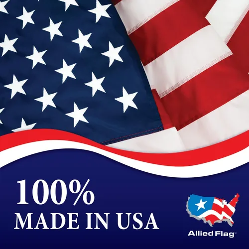 Vista 6 de ALLIED FLAG Juego de bandera estadounidense y poste – Bandera de Estados Unidos de 3 x 5 pulgadas y mástil de bandera giratoria de 5 pies, duradero