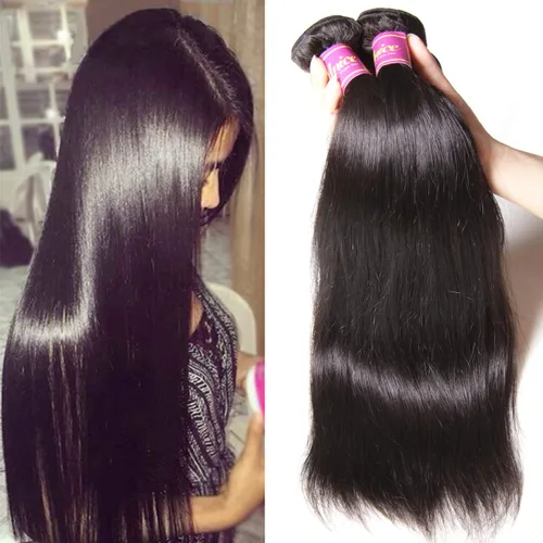 Vista 16 de Cabello 7 a malayo liso, 4 paquetes sin procesar, vírgenes, extensiones de pelo, cabello humano con longitudes mixtas, 100% cabello humano