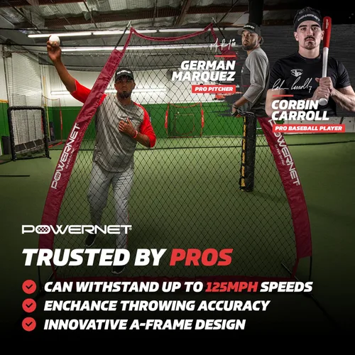 Vista 2 de PowerNet Baseball Training Equipment Baseball Net, Portable Softball Batting Practice Pitching Screen, 7-FT I-Screen or A-Frame Pitching Net