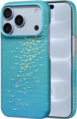 Vista 17 de pitaka Funda para iPhone Pro de 6.3" con sensación sin funda, azul abismo Abyss Blue (Argyle)