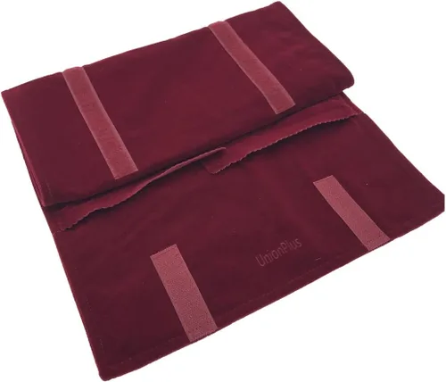 Vista 9 de UnionPlus Estuche de joyería de viaje, organizador de bolsas para collares, pulseras, color borgoña