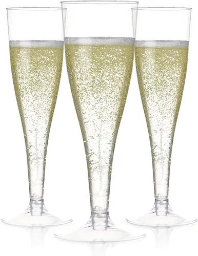 Vista 10 de Prestee Juego de 24 copas de champán de plástico transparente, capacidad de 4.5 onzas, vasos desechables inastillables, adecuadas para bodas