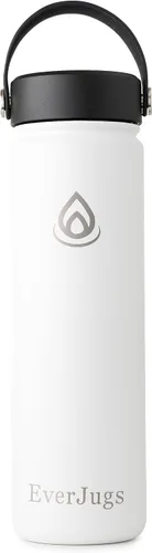 Vista 7 de Botella de agua de 22 onzas, boca ancha, botella de acero inoxidable de alta calidad con tapa de agarre, doble pared aislada al vacío, taza térmica