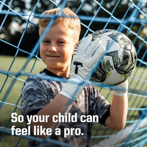 Vista 7 de T1TAN Clásico 1.0 Blanco Junior Guantes de Fútbol para Niños - Guantes de Portero para Arquero - Fútbol - Niños y Jóvenes