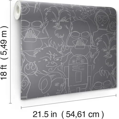 Vista 5 de RoomMates RoomMates, RMK12453PL - Papel pintado de Star Wars Saga Line Sketches
