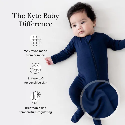 Vista 6 de KYTE BABY Pies unisex con cierre de cremallera, rayón hecho de bambú, 0-24 meses