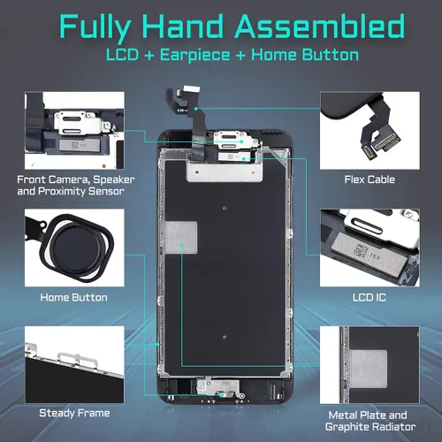 Vista 2 de Pantalla de repuesto para iPhone 6s Plus con botón de inicio de 5,5 pulgadas, color negro