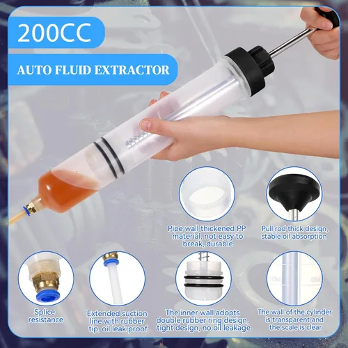 Vista 3 de Gisafai Bomba de Extractor de Líquido Automotriz Manual de 200cc Bomba de Extractor de Aceite Jeringa para Limpiador Manual de Gasolina para Negro