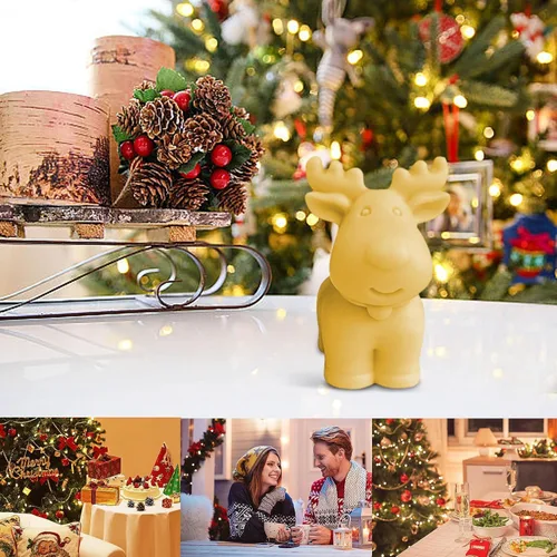 Vista 2 de Moldes de vela de Navidad 3D, moldes de jabón de silicona de ciervo para hacer velas, moldes de velas de ciervo Sika, decoración de pastel