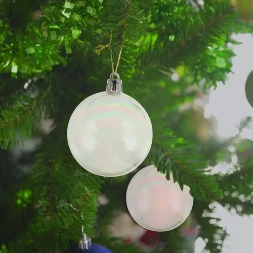 Vista 5 de 18 bolas de adornos iridiscentes, adornos colgantes transparentes de Navidad para fiestas de Navidad, cumpleaños, decoración de boda