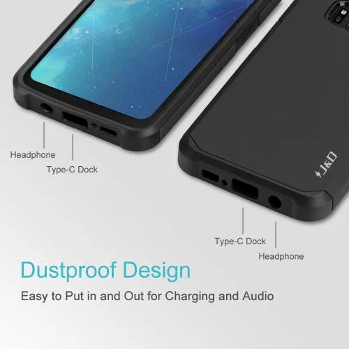 Vista 7 de J&D Funda compatible con Galaxy S8 Active, resistente de doble capa híbrida a prueba de golpes, resistente, no para S8 o S8 Edge, color negro