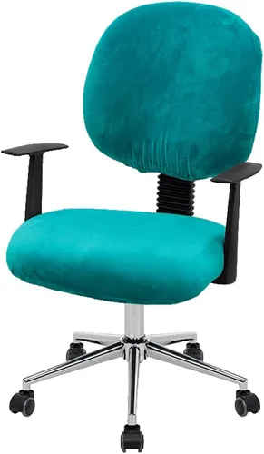 Vista 14 de ITFRO Funda negra para silla de oficina, de terciopelo, elástica, 2 piezas, funda para silla de escritorio de computadora, funda giratoria universal