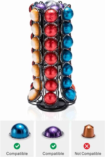 Vista 4 de ZCDCP Nespresso Vertuo - Soporte para cápsulas, almacenamiento de 360 grados para 60 cápsulas, organizador de café negro