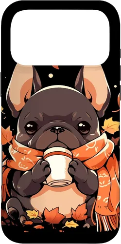 Vista 22 de French Bulldog Fall Autumn Pumpkin Spice Latte Frenchie Dog Case for iPhone 17