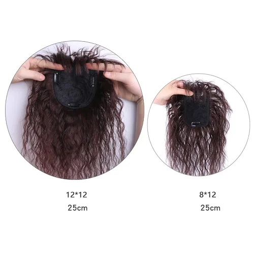 Vista 3 de YYDS Peluca de cabello humano con flequillo. Aumenta la cantidad de cabello en la parte superior de la cabeza para cubrir el cabello blanco Negro