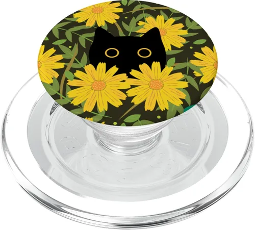 Vista 8 de Bonito diseño de girasol, estético, negro, gato, verde, salvia, PopSockets intercambiables PopGrip