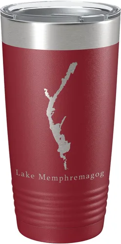 Vista 6 de Lake Memphremagog Map Tumbler Travel Mug Insulated Laser Engraved Coffee Cup Vermont Quebec 20 oz Black