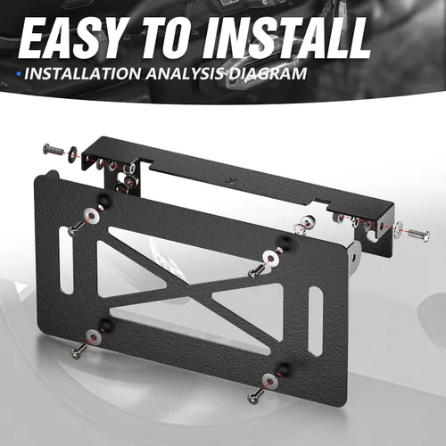 Vista 4 de Marco universal abatible para placa de matrícula compatible con Hawse Fairlead de 10 pulgadas, reubicación del soporte de matrícula frontal, rodillo