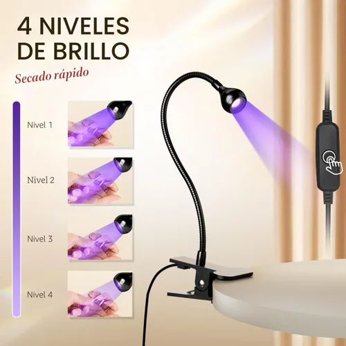 Vista 4 de AORAEM - Lámpara de uñas UV, luz LED de manicura, lámpara de curado de Negro