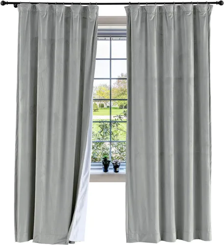 Vista 89 de cololeaf Panel de cortinas opacas de terciopelo con forro para cine en casa, cortina de ganchos planos para barra transversal o pista, 100 pulgadas